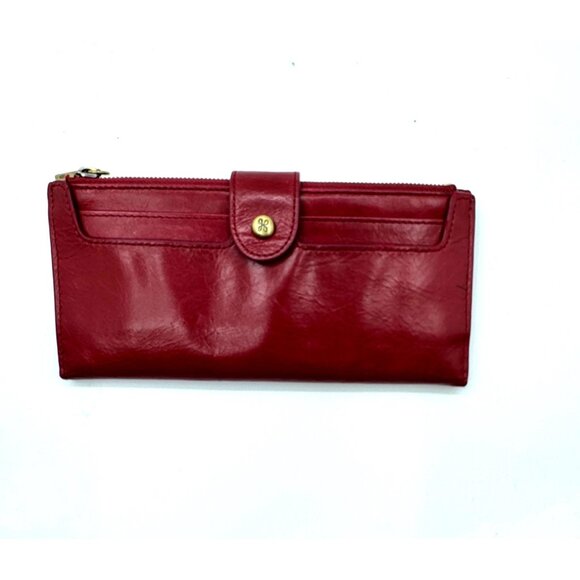 Hobo Red Continental Leather Slim Wallet With Snap Closure & Zipper - Picture 1 of 16